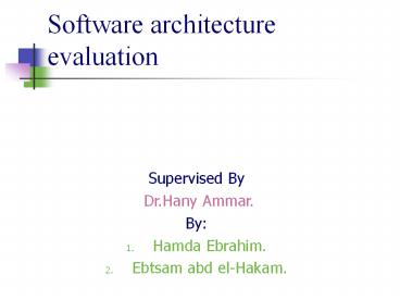 Software architecture evaluation