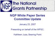 NGP White Paper Series Committee Update