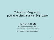 Patients et Soignants : pour une bientraitance r