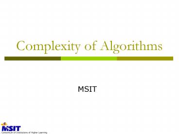 Complexity of Algorithms presentation | free to view