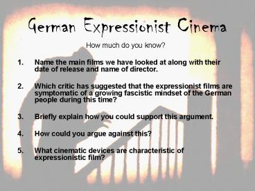 German Expressionist Cinema
