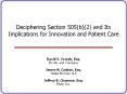 Deciphering Section 505(b)(2) and Its Implications for Innovation and Patient Care PowerPoint PPT Presentation