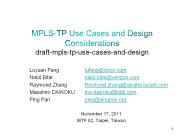 MPLS-TP Use Cases and Design Considerations draft-mpls-tp-use-cases-and-design