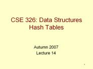 CSE 326: Data Structures Hash Tables