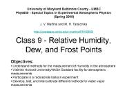 Class 9 - Relative Humidity, Dew, and Frost Points