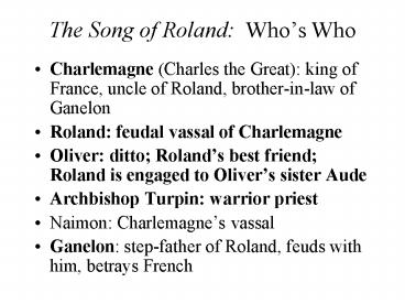 The Song of Roland: Who