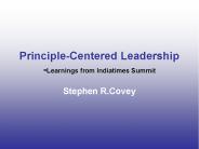 Principle-Centered Leadership -Learnings from Indiatimes Summit