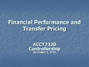 Financial Performance and Transfer Pricing