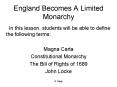 England Becomes A Limited Monarchy PowerPoint PPT Presentation