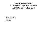 MIPS Architecture Arithmetic/Logic Instructions ALU Design 