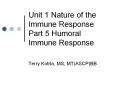 Unit 1 Nature of the Immune Response Part 5 Humoral Immune Response PowerPoint PPT Presentation