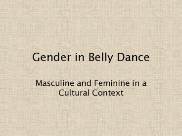 Gender in Belly Dance