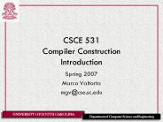 CSCE 531 Compiler Construction Introduction