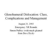 Glenohumeral Dislocation: Class, Complications and Management