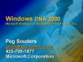 Windows DNA 2000 Microsoft Strategy For Developers In The Internet Era  Peg Souders pegs@microsoft.com 425-705-1877 Microsoft Corporation PowerPoint PPT Presentation