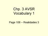 Chp. 3 AVSR Vocabulary 1