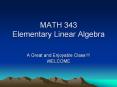 MATH 343 Elementary Linear Algebra PowerPoint PPT Presentation