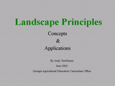 Landscape Principles