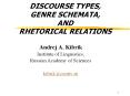 DISCOURSE TYPES, GENRE SCHEMATA, AND RHETORICAL RELATIONS PowerPoint PPT Presentation