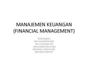 MANAJEMEN KEUANGAN (FINANCIAL MANAGEMENT)
