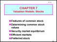 CHAPTER 7 Valuation Models: Stocks PowerPoint PPT Presentation