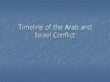 Timeline of the Arab and Israel Conflict