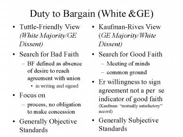 Duty to Bargain (White