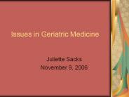 Issues in Geriatric Medicine