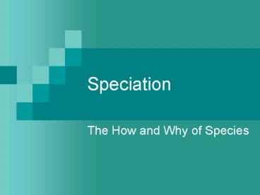 Speciation