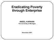 Eradicating Poverty through Enterprise