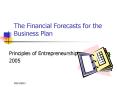 The Financial Forecasts for the Business Plan PowerPoint PPT Presentation