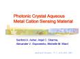 Photonic Crystal Aqueous Metal Cation Sensing Material PowerPoint PPT Presentation