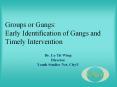 Groups or Gangs: Early Identification of Gangs and Timely Intervention PowerPoint PPT Presentation