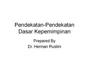 Pendekatan-Pendekatan Dasar Kepemimpinan