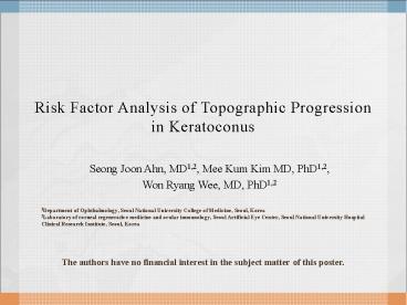 Risk Factor Analysis of Topographic Progression in Keratoconus