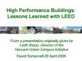 High Performance Buildings: Lessons Learned with LEED PowerPoint PPT Presentation