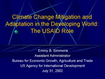 PPT – Climate Change Mitigation and Adaptation in the Developing World ...