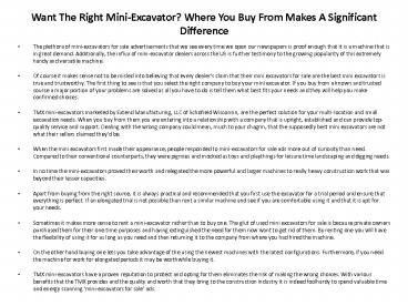 Mini Excavators For Sale