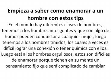 Los sentimientos y como enamorar a un hombre