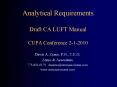 Analytical Requirements Draft CA LUFT Manual CUPA Conference 2-1-2010 PowerPoint PPT Presentation