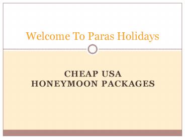 Find the Best and Cheap USA honeymoon packages