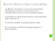 How To Draft CNA Cover Letter