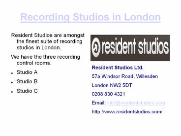 Recording Studios in London