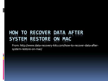 How to Recover Lost Data after system restore