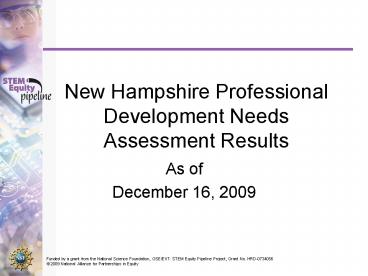 New Hampshire Professional Development Needs Assessment Results