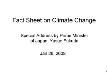Fact Sheet on Climate Change