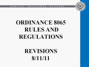 ORDINANCE 8065 RULES AND REGULATIONS  REVISIONS 8/11/11