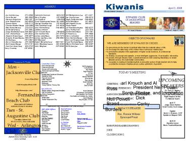 KIWANIS CLUB OF JACKSONVILLE BEACHES FLORIDA DISTRICT 