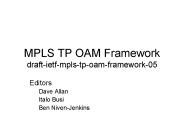 MPLS TP OAM Framework draft-ietf-mpls-tp-oam-framework-05