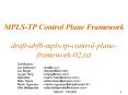 MPLS-TP Control Plane Framework  draft-abfb-mpls-tp-control-plane-framework-02.txt PowerPoint PPT Presentation